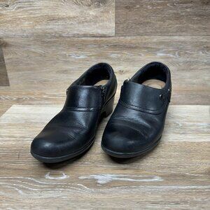 Clarks Genette Danby Black Leather Zipper w/Block Heel Women's Size 8